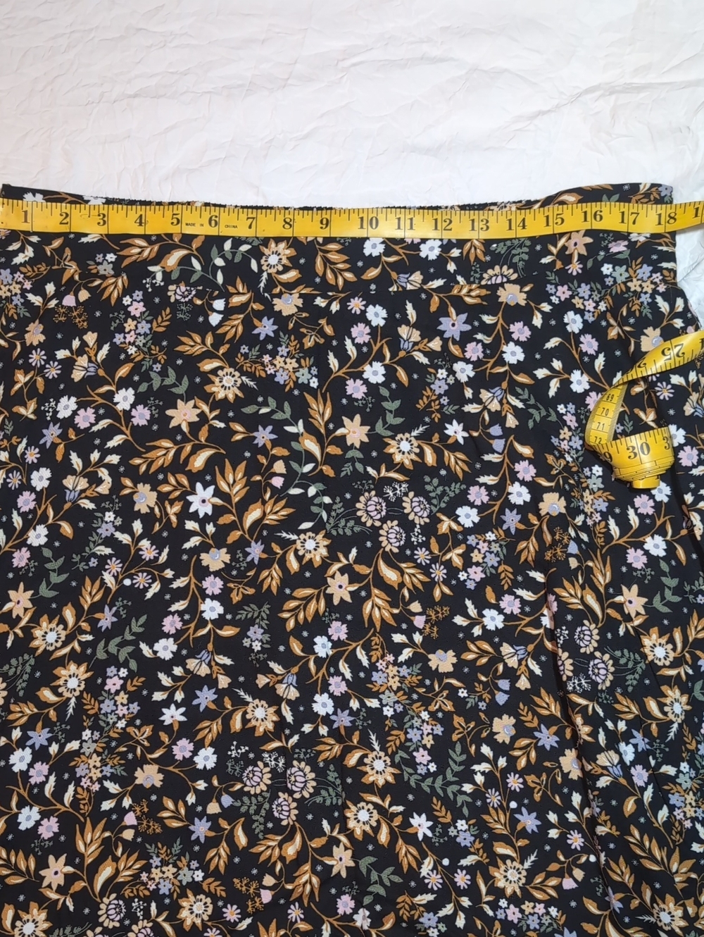 Plus Size croft & barrow Black Maxi Skirt with Mustard and Lilac Floral Print - Picture 4 of 9